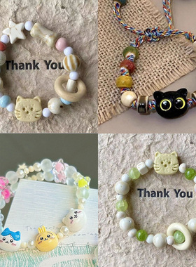 景德镇陶瓷手链夏季女高级感饼干猫咪系列小众百搭设计高级感手串