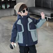 儿童装 宝宝加厚男孩冲锋衣派克服冬季 男童加绒外套秋冬款 2025新款