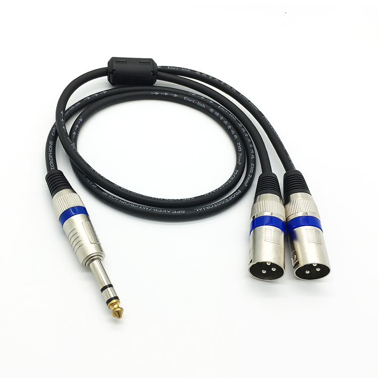 6.5大三芯转双卡农线一分二卡农转6.5音频线卡侬线话筒线调音台线