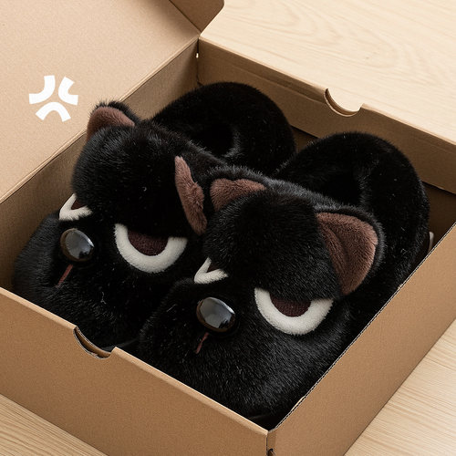 可爱小狗包跟棉鞋女加厚毛绒保暖