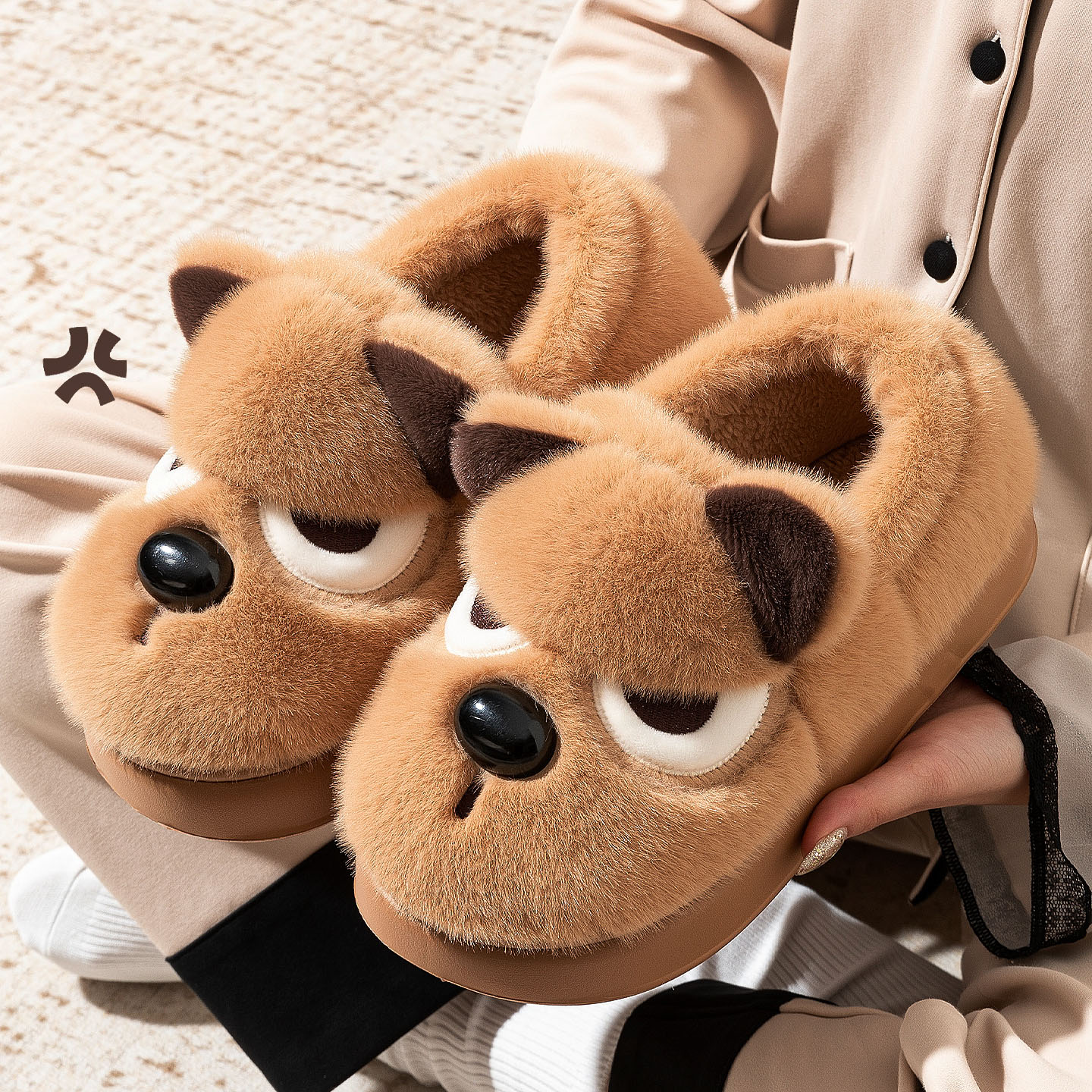 可爱棉拖鞋包跟保暖瞅你咋地小狗