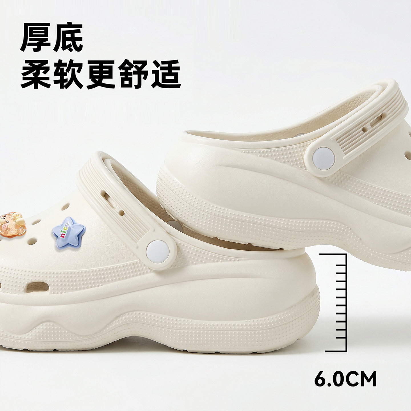 夏季新款女EVA厚底增高洞洞鞋图片