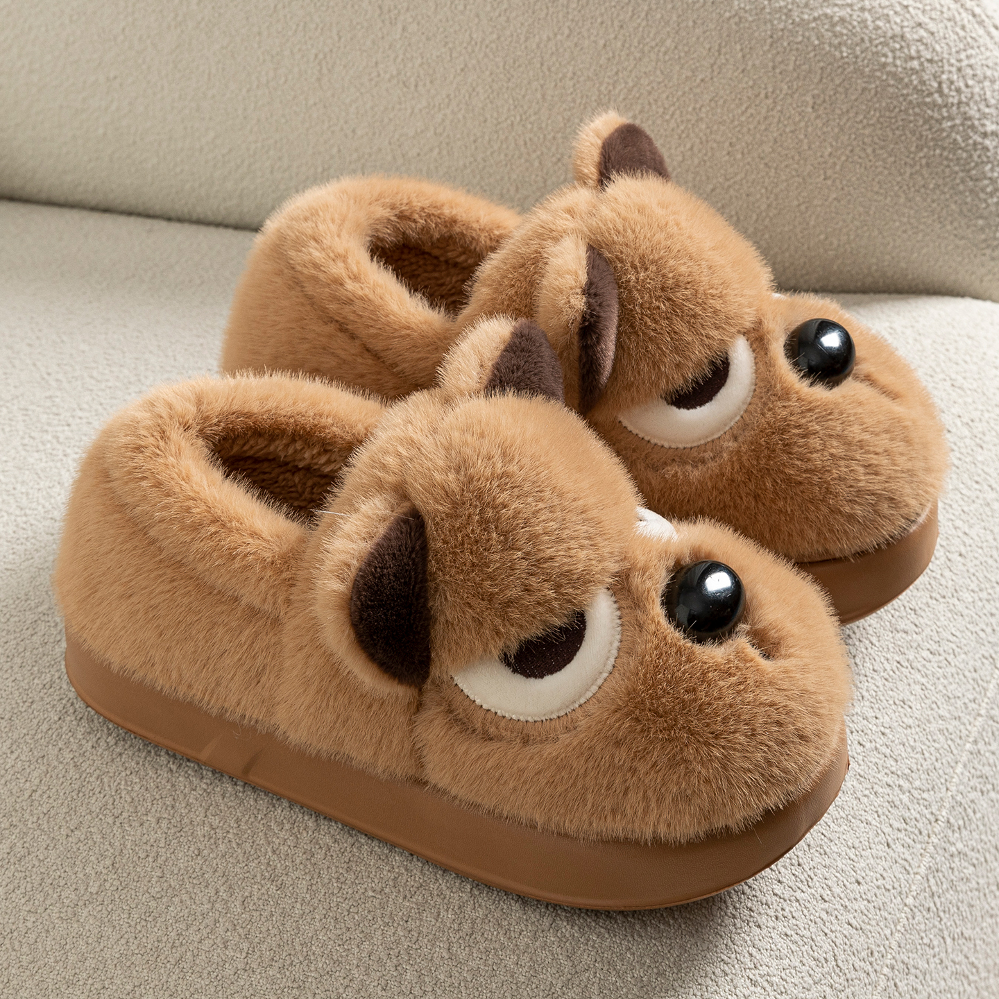 踩屎感小狗包跟棉拖鞋男厚底保暖