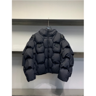 设计师款 25冬款 高级感鹅绒蓬松羽绒服连帽菱形格保暖外套 独处