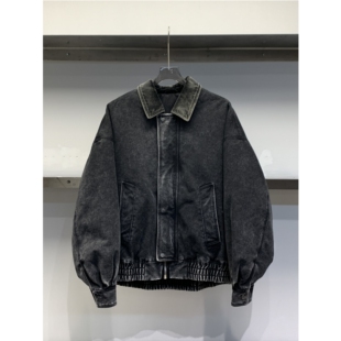 复古灯芯绒日系水洗做旧撞色羽绒服牛仔外套男 25设计师款 独处
