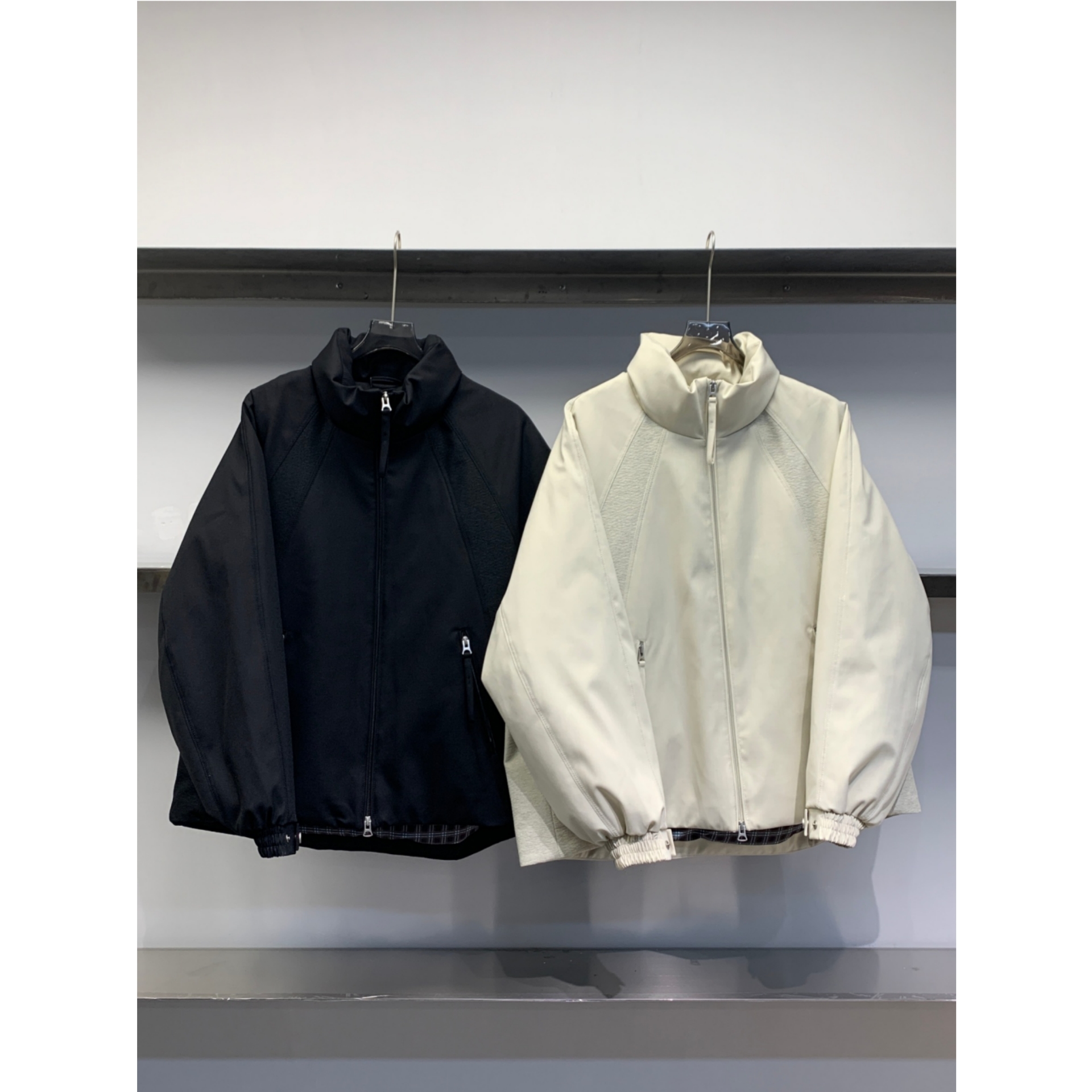 设计师款90白鸭绒立领拼接羽绒服