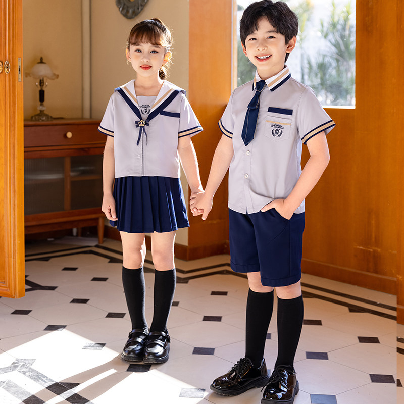 英伦海军风小学生校服夏季新款短袖水手服男女童毕业班服幼儿园服