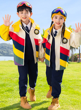 学院风黄色冲锋衣小学生校服套装秋冬季新款儿童年级班服幼儿园服