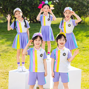 学院风幼儿园服毕业合唱演出服夏季 棉 新款 小学生年级班服校服套装