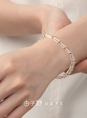 由子野丨原创18K金竹节水晶手串手链女秋季小众高级设计感手饰潮