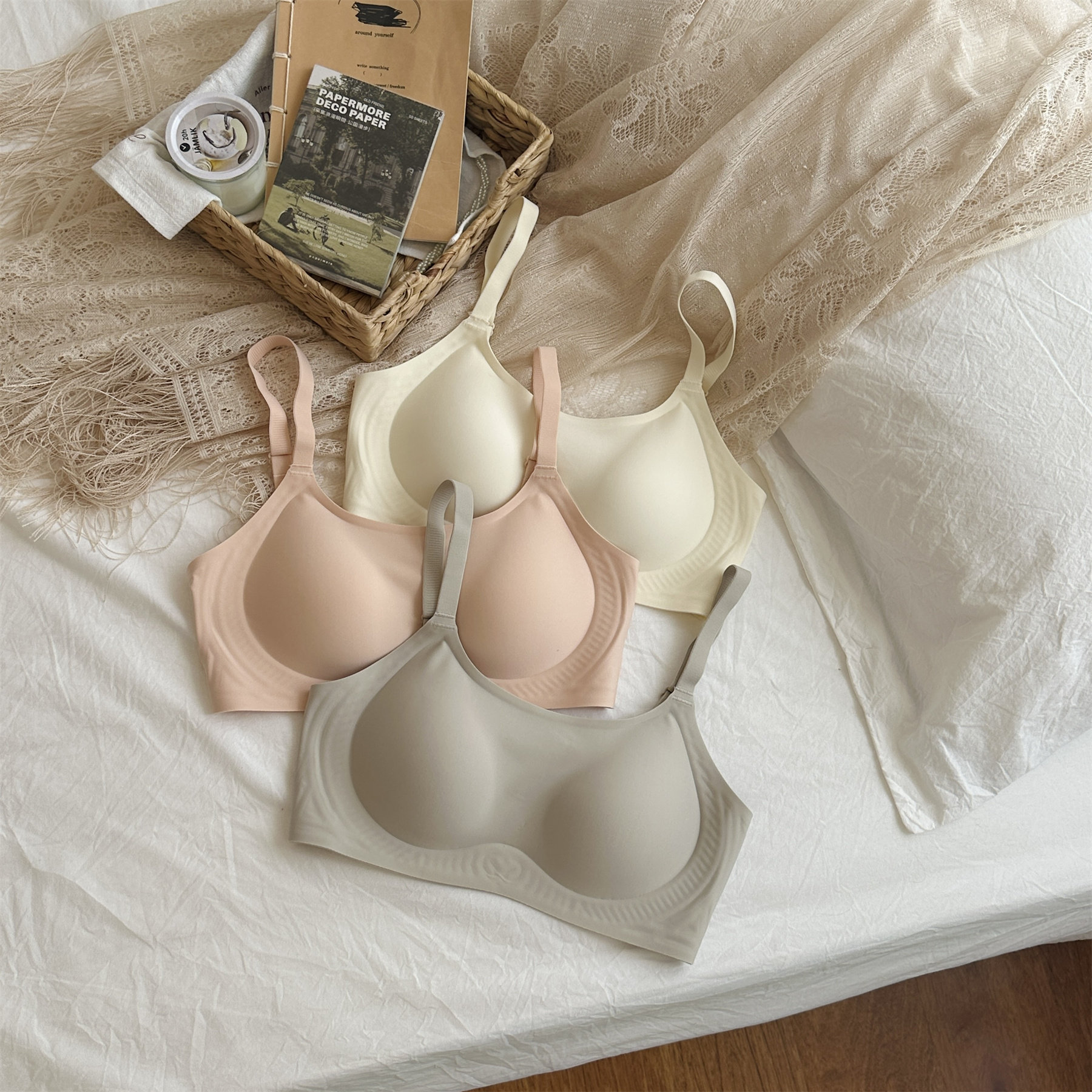 全罩杯无钢圈固定杯文胸无痕光面