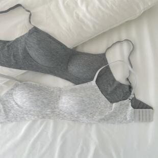  简约灰色方领无钢圈小胸聚拢内衣女文胸