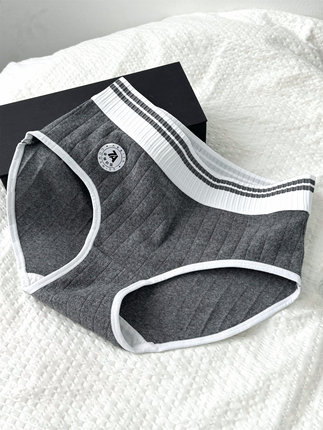 【泽衣壹品】7A抑菌纯棉内裤女 运动风撞色裤腰中高腰三角裤女士