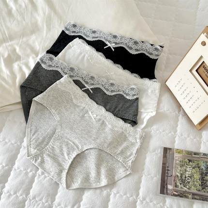 【泽衣壹品】蕾丝可爱高弹抗菌抑菌延长底档中腰7A纯棉内裤女生