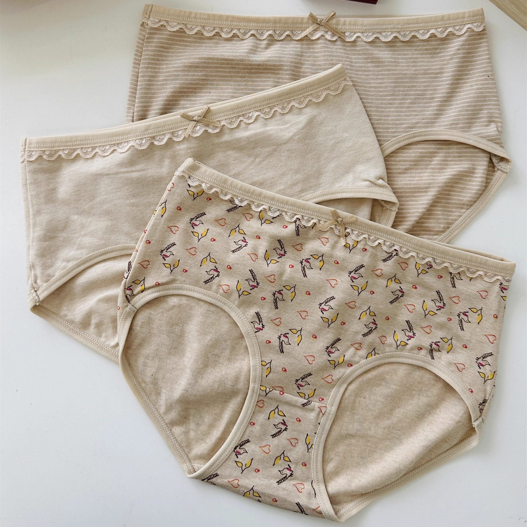 【泽衣壹品】2024夏季新款女士条纹中腰全棉彩棉内裤女生纯棉抗菌,女士内衣/男士内衣/家居服,女三角裤,淘宝优惠券,粉丝福利购,淘宝优惠卷