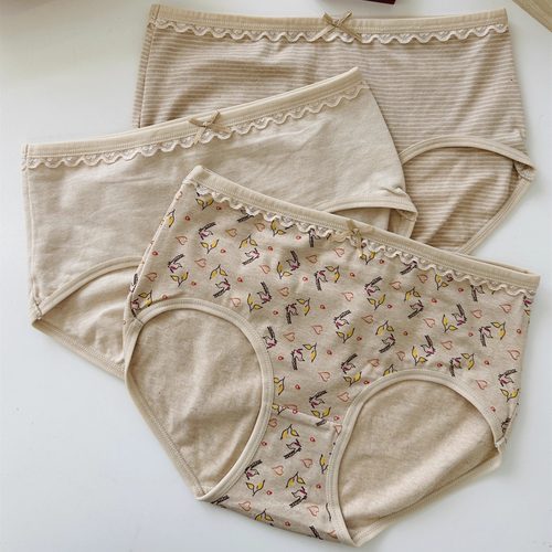 全棉彩棉内裤女生纯棉抗菌