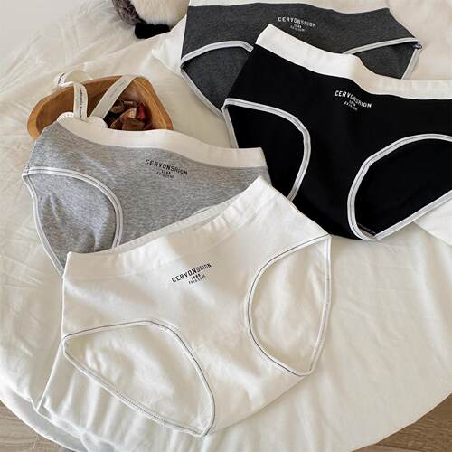 黑白灰简约中腰舒适女士内裤