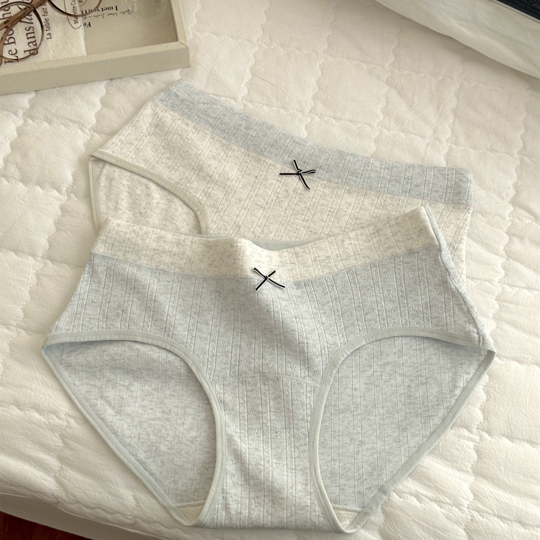 【泽衣壹品】撞色裤腰简约蝴蝶结中腰全棉A类抑菌加长裆女士内裤,女士内衣/男士内衣/家居服,女三角裤,淘宝优惠券,粉丝福利购,淘宝优惠卷