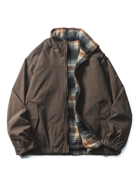 edge studio 边缘工作室立领宽松短款宽松夹克两面穿外套棉服男装