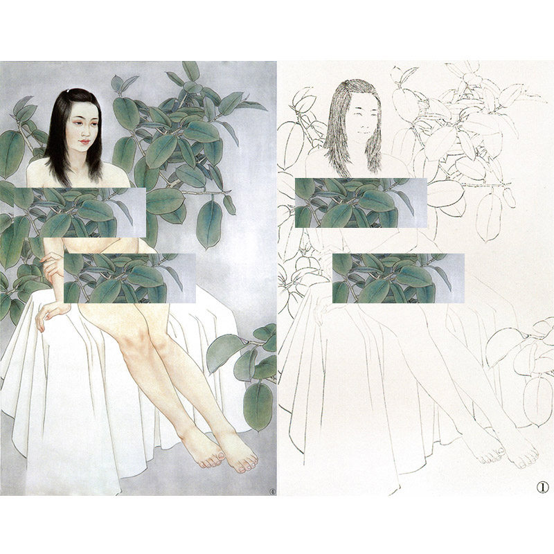 【有步骤】工笔人体写生白描底稿陈政绘人物国画练习临摹线描底稿