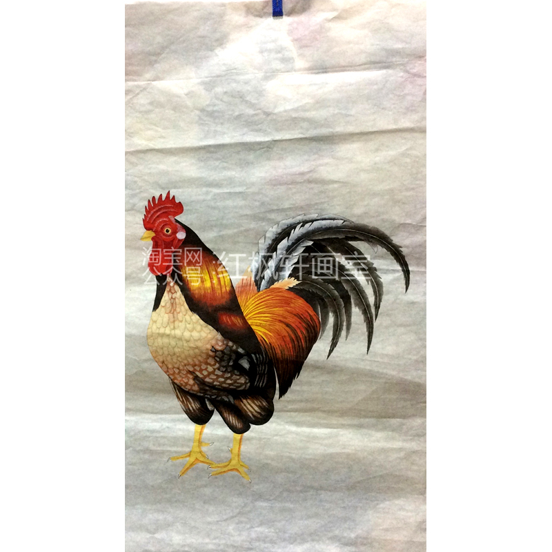 新款三尺国画工笔画白描底稿公鸡熟宣纸可直接上色带步骤手绘教程