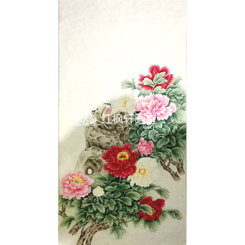 工笔画白描底稿牡丹花鸟四尺耿玉轩临摹画熟宣纸艺术画手绘稿包邮