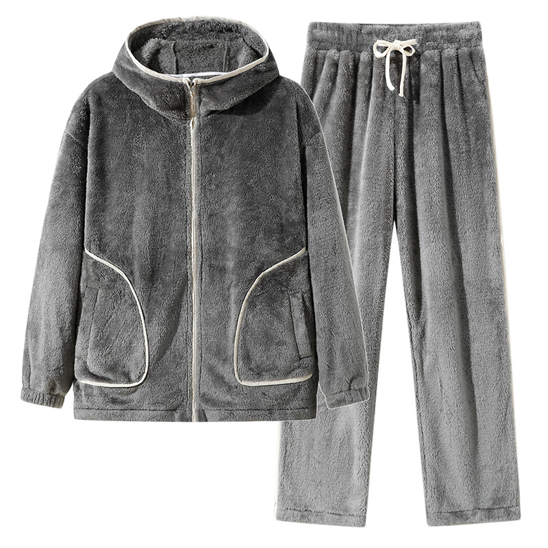 加大号码加肥加厚珊瑚绒套装睡服