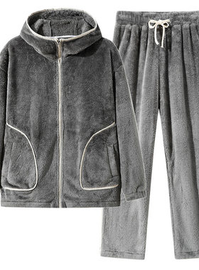 加大号码加肥加厚珊瑚绒套装睡服