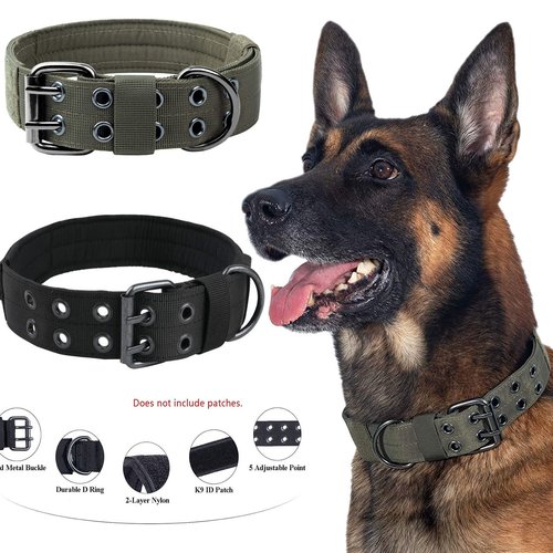 户外战术狗项圈战术训练狗脖圈尼龙可调节宠物项圈牵引绳宠物用品