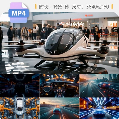 高清汽车制造工业无人驾驶智慧交通科技新能源生产发布会视频素材