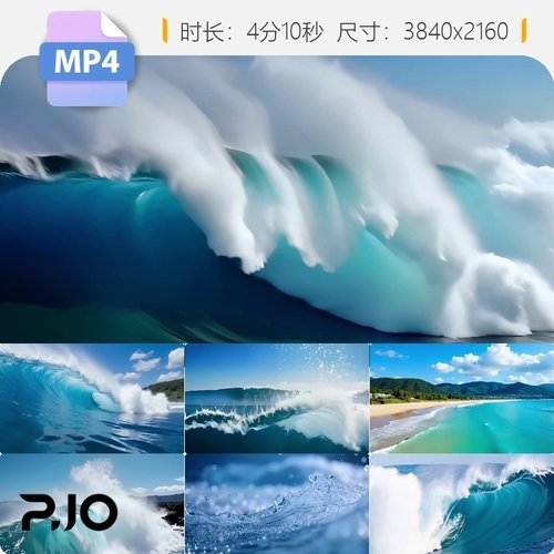 高清海浪升格巨浪滔天翻滚慢镜头FPV航拍壮阔海景冲击视频素材