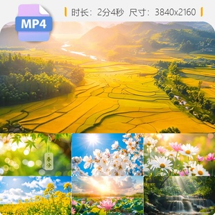 高清春分节气万物复苏延时动画绿芽萌生机盎然花开树森林视频素材