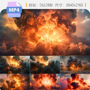 高清爆物烟雾火焰燃烧地面慢动作团散开浓烟冲击波视频素材