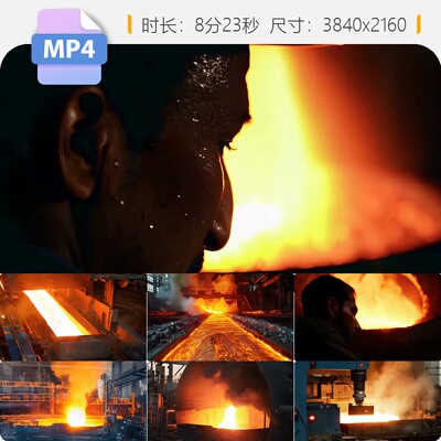 高清炼钢炉熔钢炉钢铁锻造钢厂钢水现代化生产车间高温轧视频素材