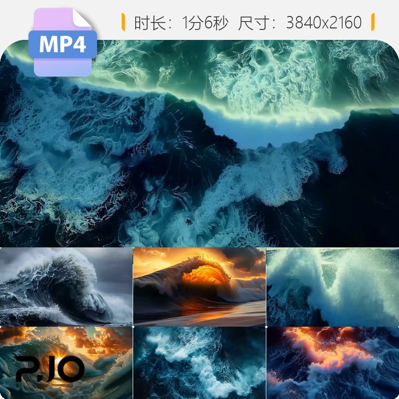 高清大海洋浪唯美汹涌空镜ai素材中国宣传片澎湃波涛壮阔视频素材