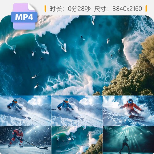 高清突破自我极限运动雪山滑奔跑健身户外挑战体育冲浪视频素材