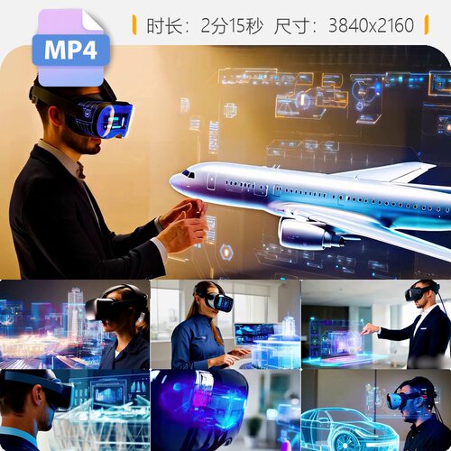 高清VR智能AI全息AR眼镜虚拟现实谷歌华为工业多模态翻译视频素材