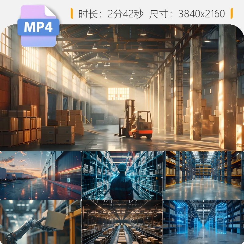 高清智慧物流仓储自动化机械臂智能分拣配送RFID监控系统视频素材