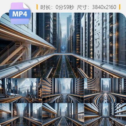 高清AI演绎未来科技城芯片概念元幻云空间星球动画背景视频素材