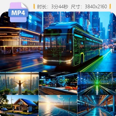 高清新能源光伏科技智慧家居绿色电网氢能汽车环保减排视频素材