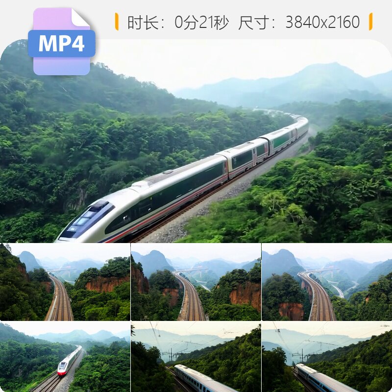 高清中老铁路道轨火车高速行驶跨国连接现代运输枢纽工程视频素材图片