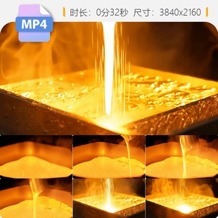 高清黄金熔炼铸造金条金砖财富投资贵金属闪光储备外汇高视频素材