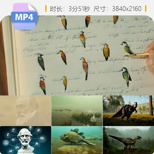 高清进化论达尔文物种起源科学理论著作猿猴进化成人视频素材