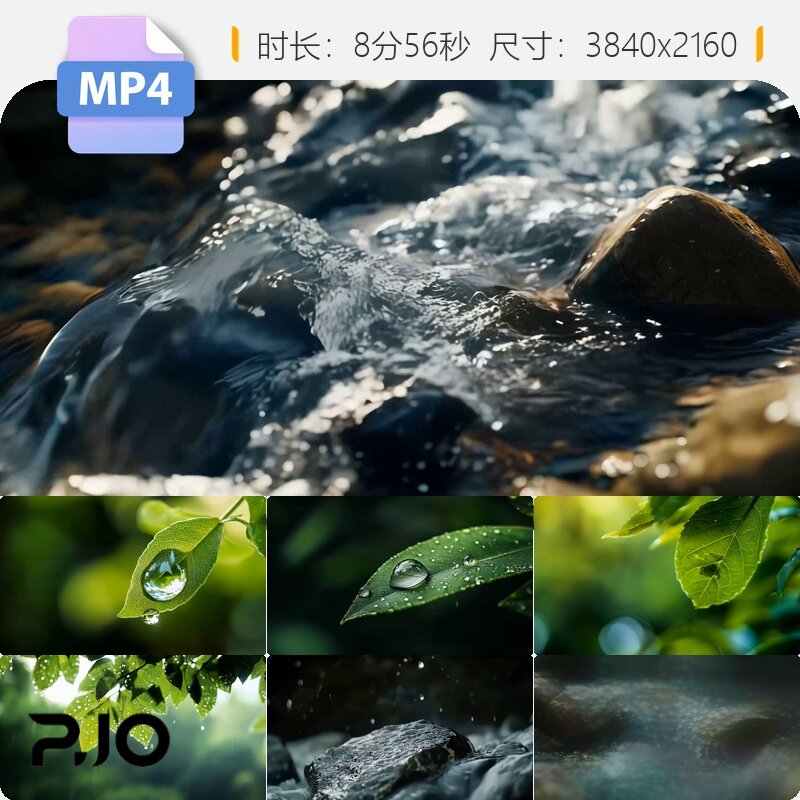 高清纯净山泉流水青苔森林万物复苏自然意境溪流河澈原始视频素材