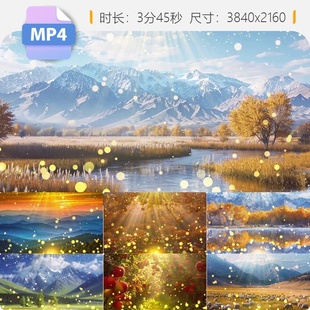 高清苹果香配乐背景新疆丰收舞蹈家乡LED大屏幕胡杨林视频素材