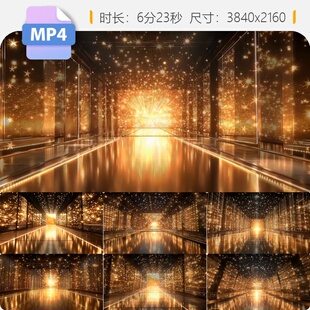 高清金色复古奢华空间穿梭背景慢节奏异域情走秀歌曲舞蹈视频素材