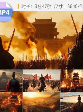 高清古代战争战场千军万马金戈铁马万箭齐发两军交锋悲壮视频素材