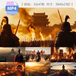 高清古代战争战场千军万马金戈铁马万箭齐发两军交锋悲壮视频素材