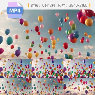 高清4K气球放飞希望七彩童年六一庆典运动会满天唯美视频素材