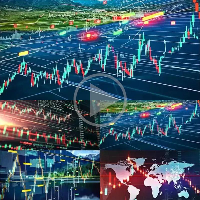高清金融业务市场分析投资比特币股票行情证券交易K线图视频素材